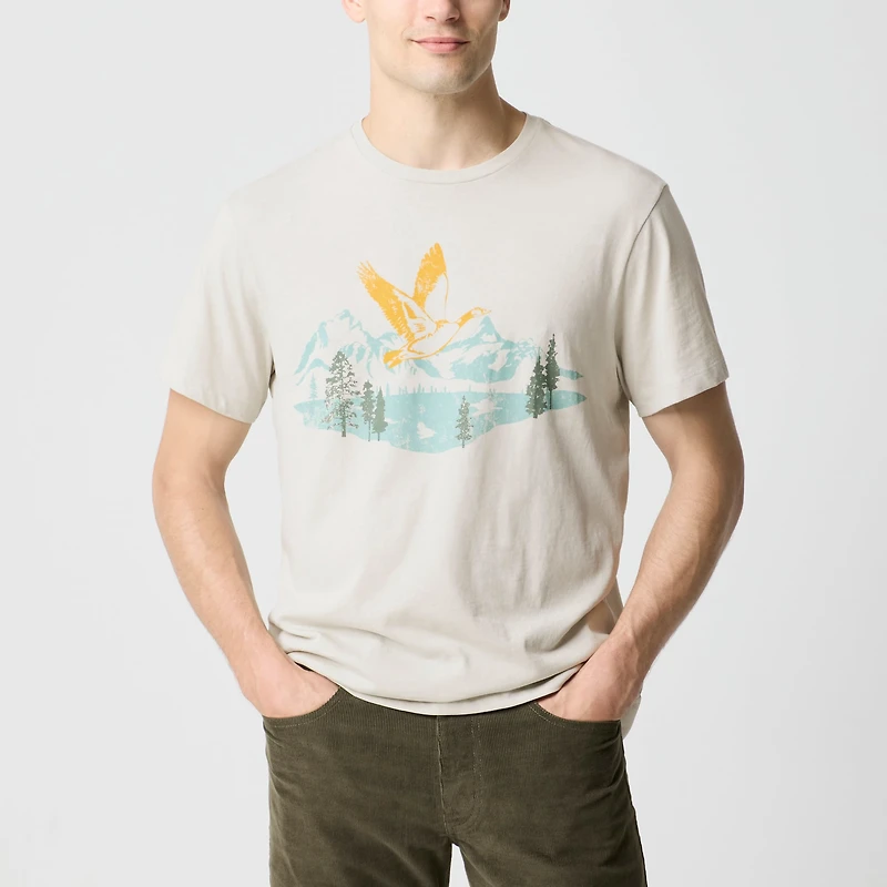 Flying duck landscape graphic tee
