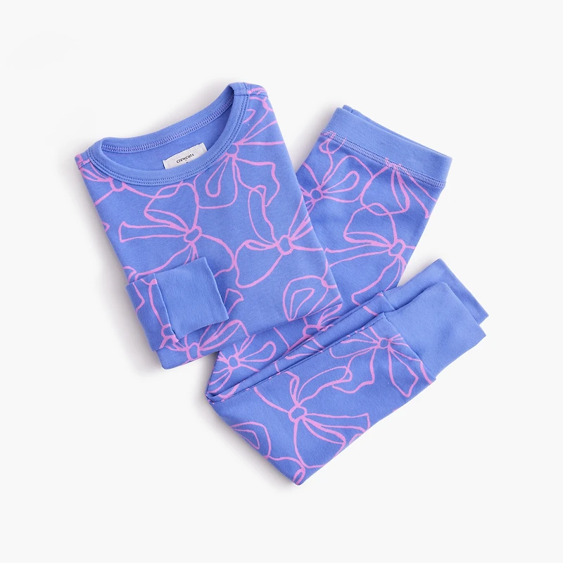 Girls' long-sleeve bows pajama set