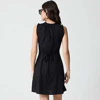 Ruffle tie-neck mini dress