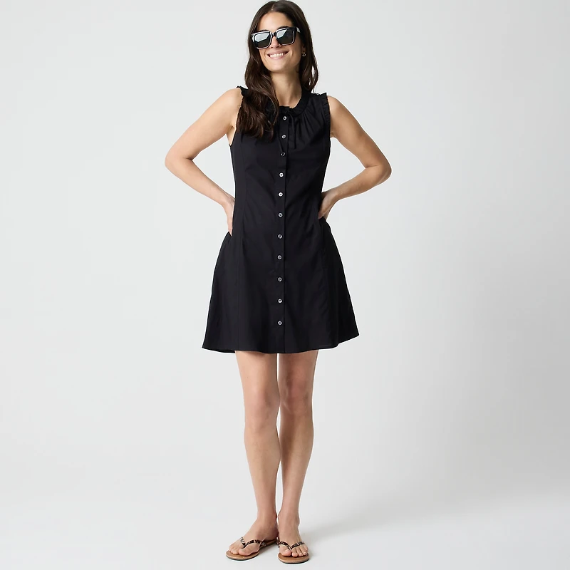 Ruffle tie-neck mini dress