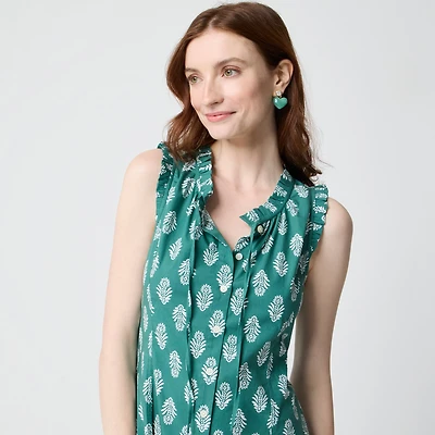 Ruffle tie-neck mini dress