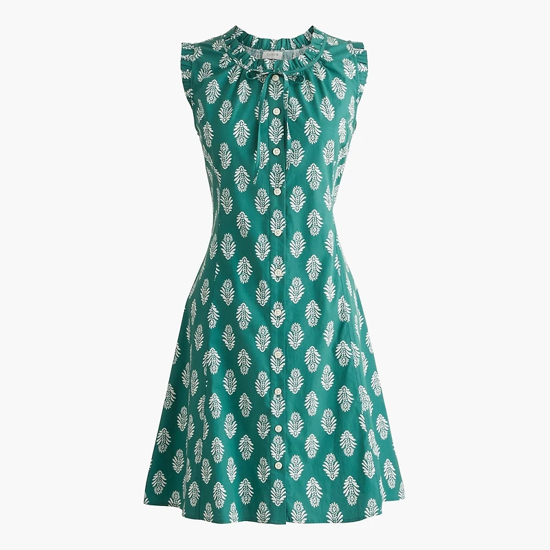 Ruffle tie-neck mini dress