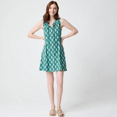 Ruffle tie-neck mini dress