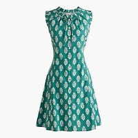 Ruffle tie-neck mini dress