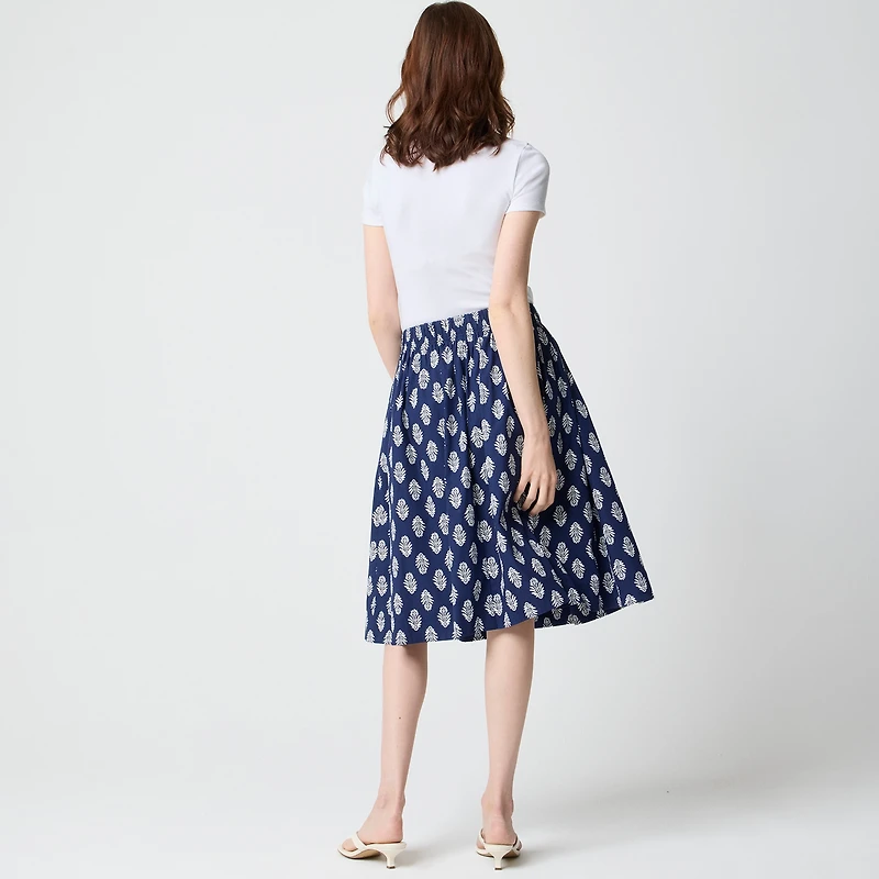 Pleated button-front midi skirt