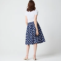 Pleated button-front midi skirt
