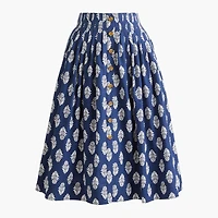 Pleated button-front midi skirt