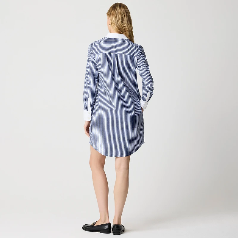 Long-sleeve striped shirt-dress