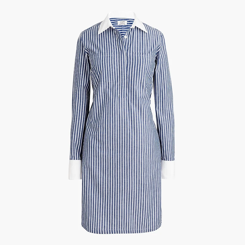Long-sleeve striped shirt-dress