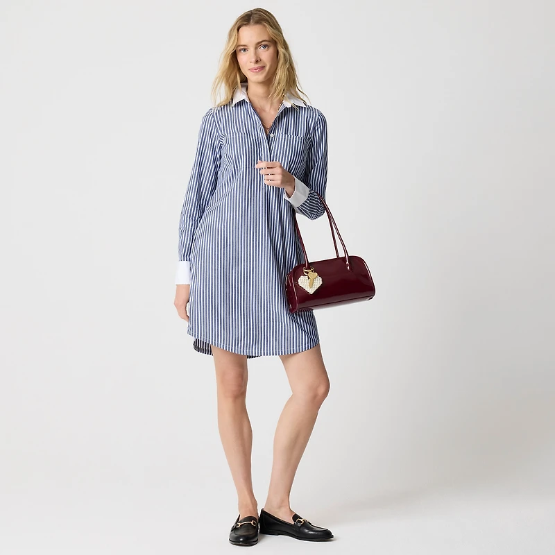 Long-sleeve striped shirt-dress