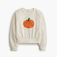 Girls' sequin pumpkin crewneck sweatshirt
