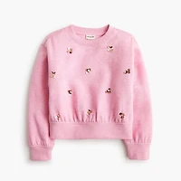 Girls' sequin flower crewneck sweatshirt