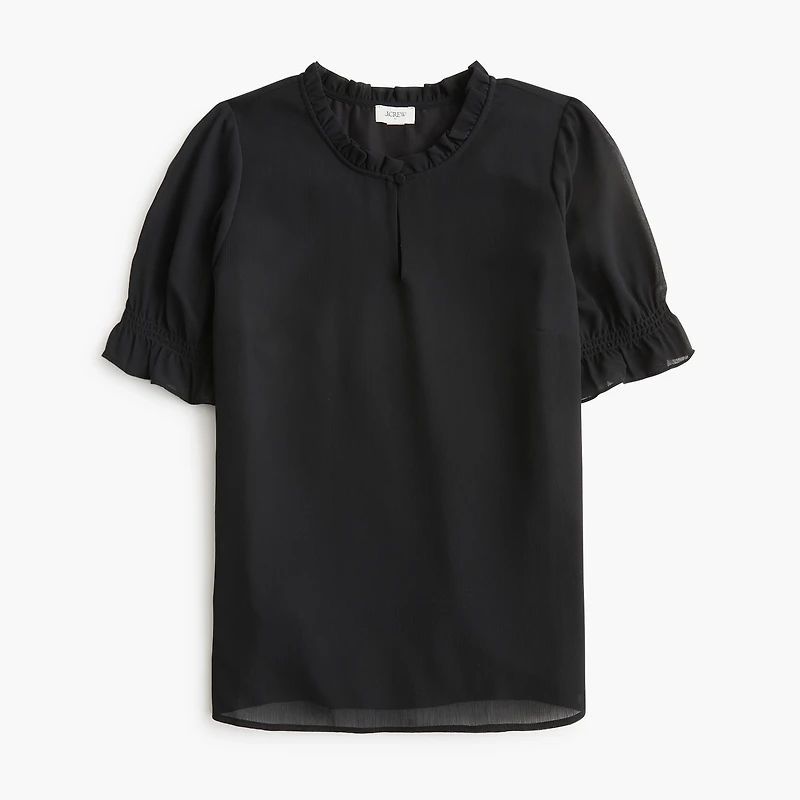 Short-sleeve ruffleneck top