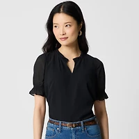 Short-sleeve ruffleneck top