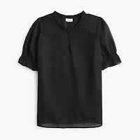 Short-sleeve ruffleneck top