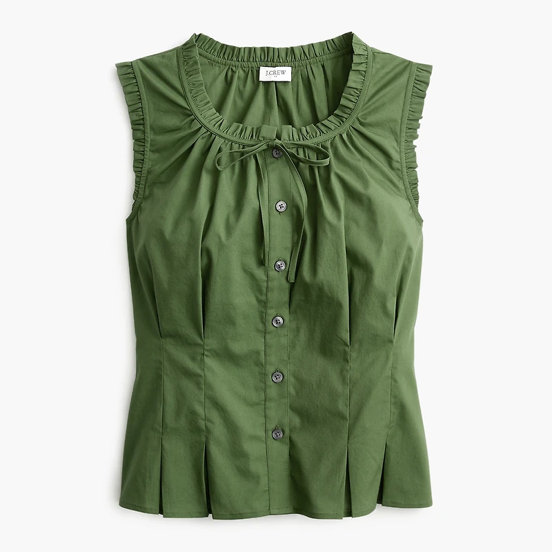 Ruffleneck tie-neck top