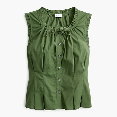 Ruffleneck tie-neck top