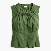 Ruffleneck tie-neck top