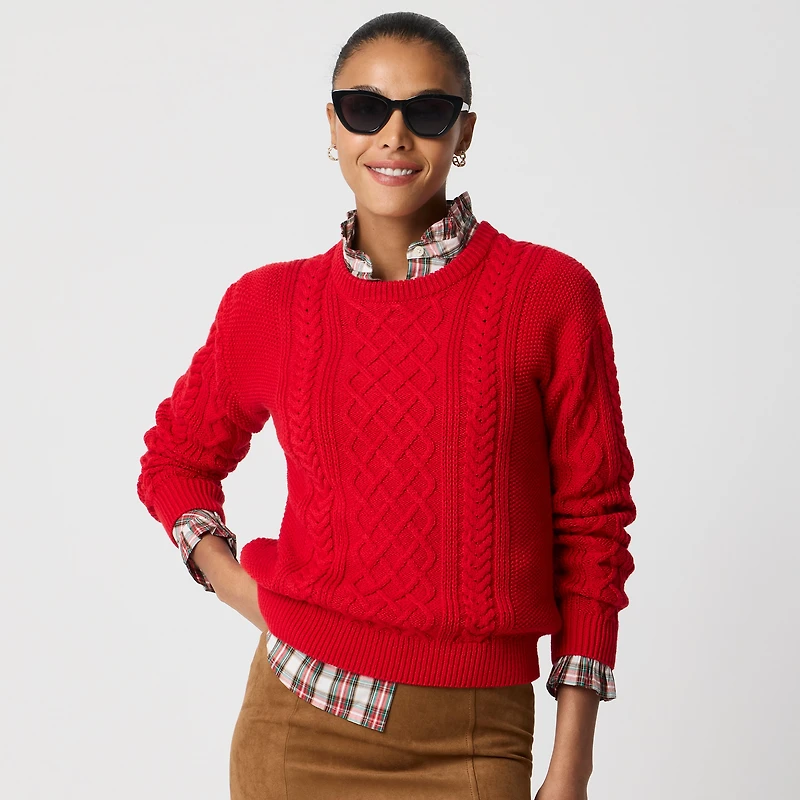 Cable crewneck sweater