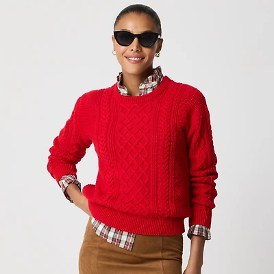 Cable crewneck sweater