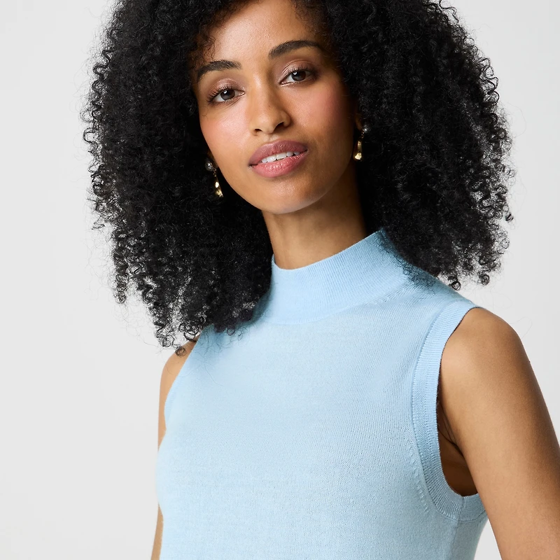 Merino wool-blend mockneck shell