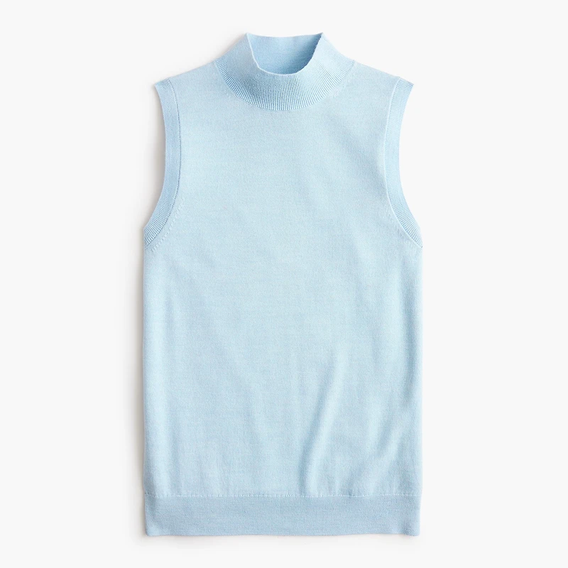 Merino wool-blend mockneck shell