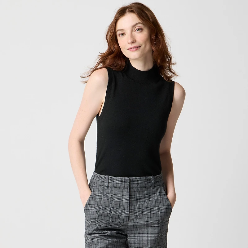 Merino wool-blend mockneck shell