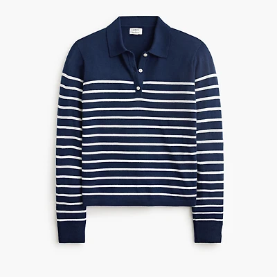 Striped merino wool-blend sweater-polo