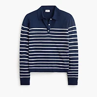 Striped merino wool-blend sweater-polo