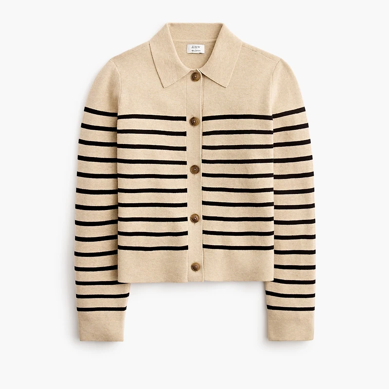 Striped collared sweater-jacket