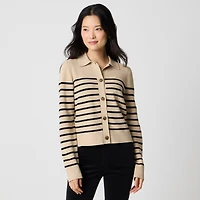 Striped collared sweater-jacket
