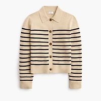 Striped collared sweater-jacket
