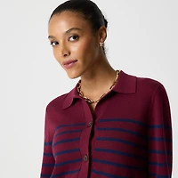 Striped collared sweater-jacket