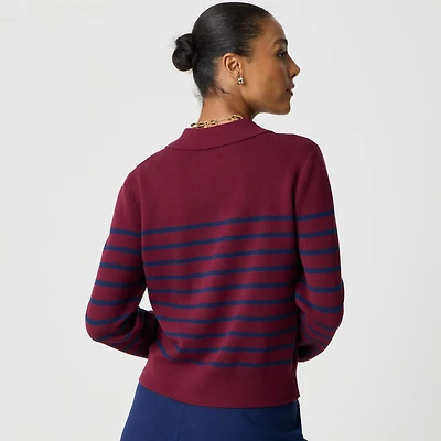 Striped collared sweater-jacket