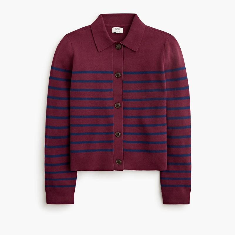 Striped collared sweater-jacket