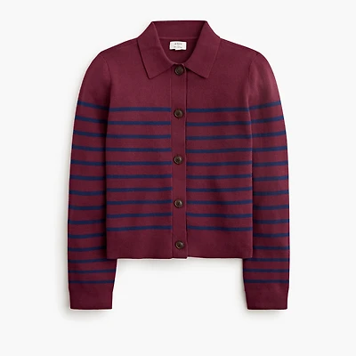 Striped collared sweater-jacket