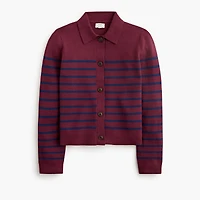Striped collared sweater-jacket