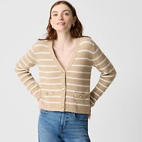 Striped V-neck cardigan sweater