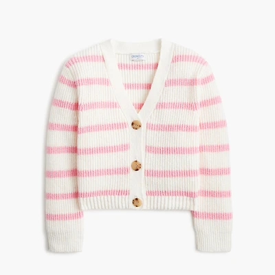 Girls' striped relaxed cardigan sweater