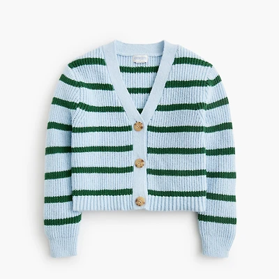 Girls' striped relaxed cardigan sweater
