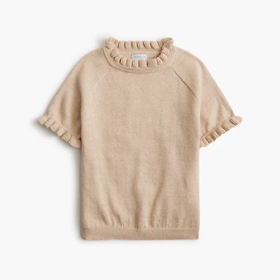 Girls' short-sleeve ruffle sweater