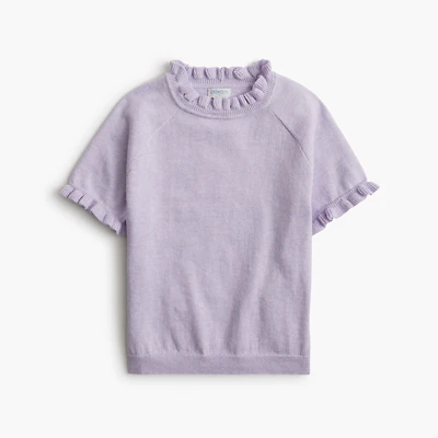 Girls' short-sleeve ruffle sweater