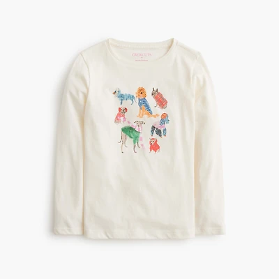 Girls' long-sleeve cozy dogs graphic tee