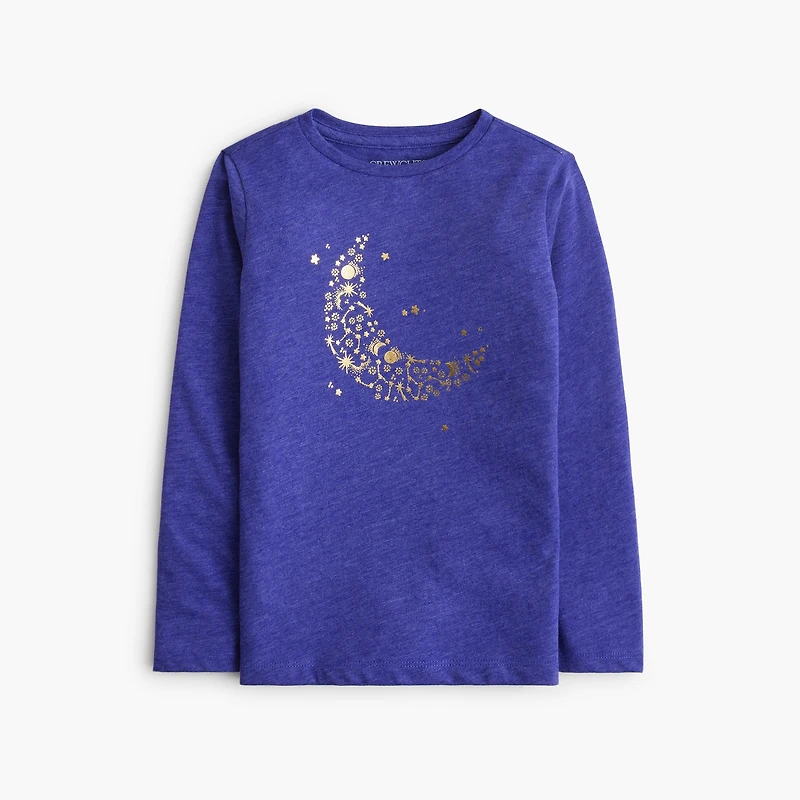 Girls' long-sleeve crescent moon graphic tee