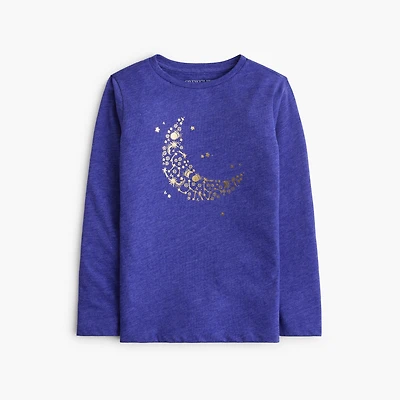 Girls' long-sleeve crescent moon graphic tee