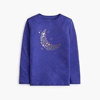 Girls' long-sleeve crescent moon graphic tee