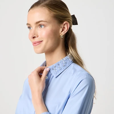 Jewel-collar button-up shirt