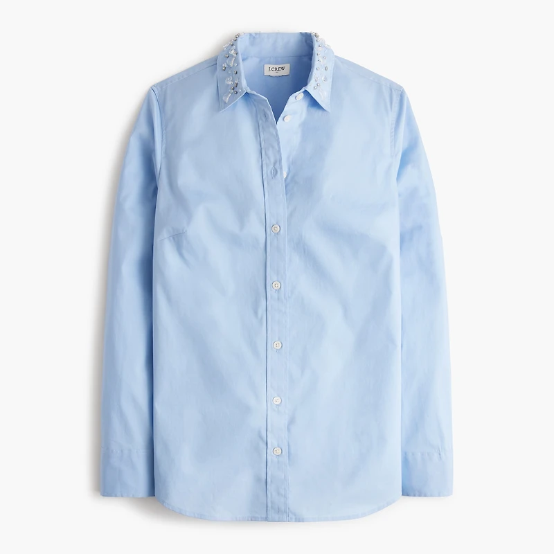 Jewel-collar button-up shirt