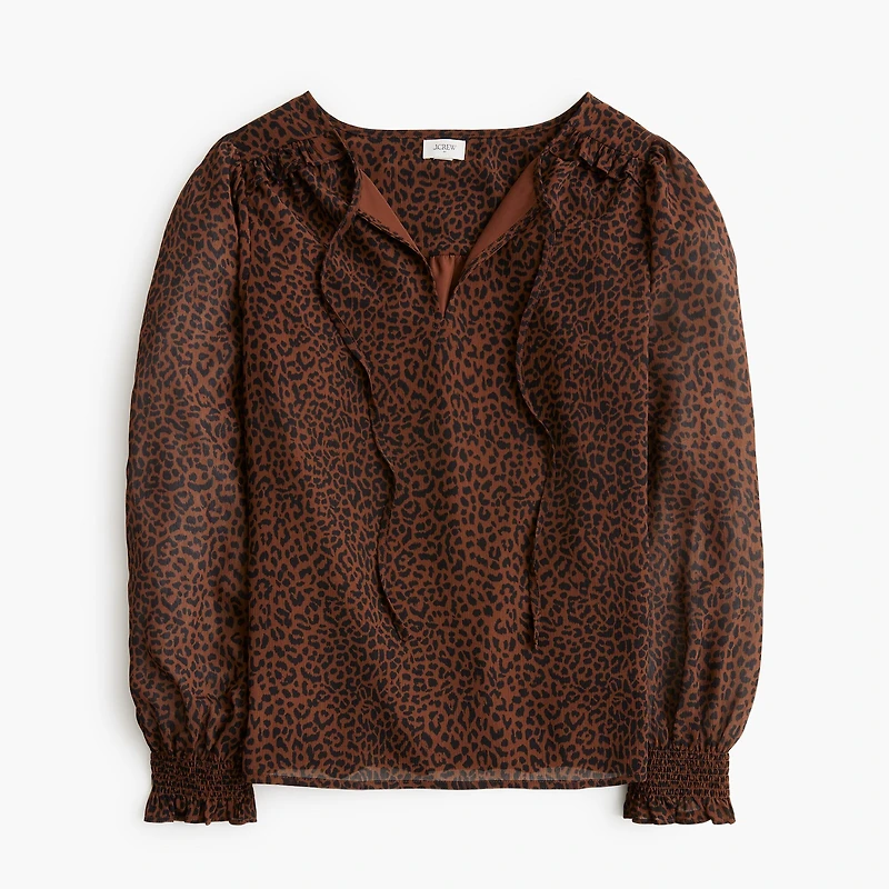 Tie-front long-sleeve top