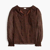 Tie-front long-sleeve top